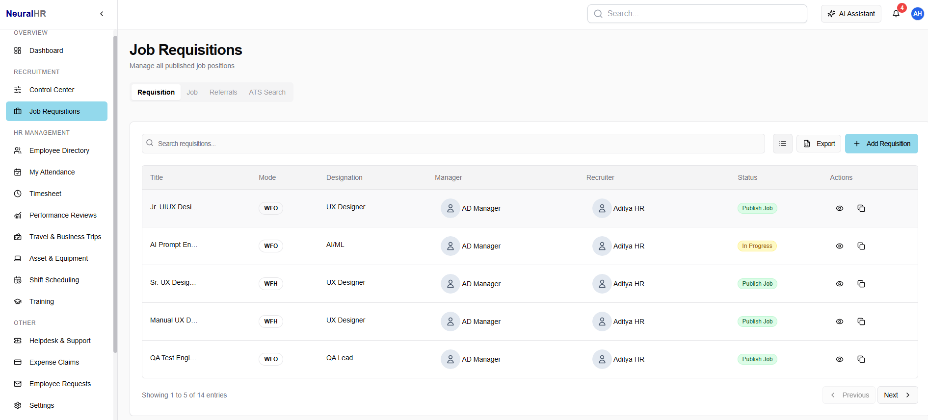 Job Requisition Management